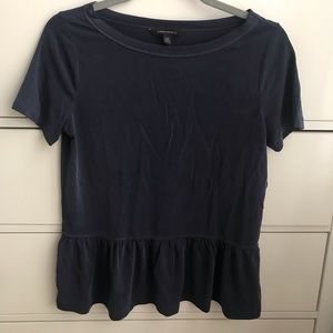 Banana Republic Navy Ruffle-detail Tee